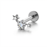 Piercing con stelline in Titanio G23- Piercing per Lobo, helix, forward helix, conch, flat, tragus