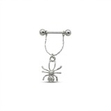 Piercing da Capezzolo in Acciaio Chirurgico 316L con Catenina e Ragno Zirconato