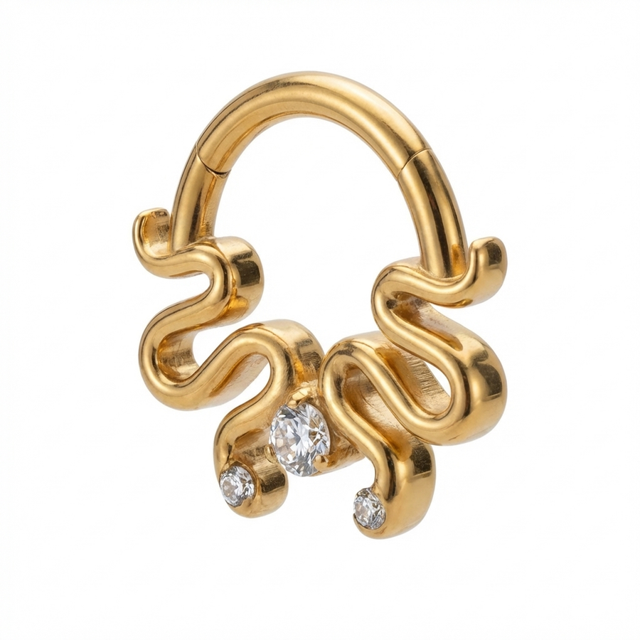 Piercing con serpentini e zircone Titanio G23 - Piercing per Lobo, helix, daith, septum