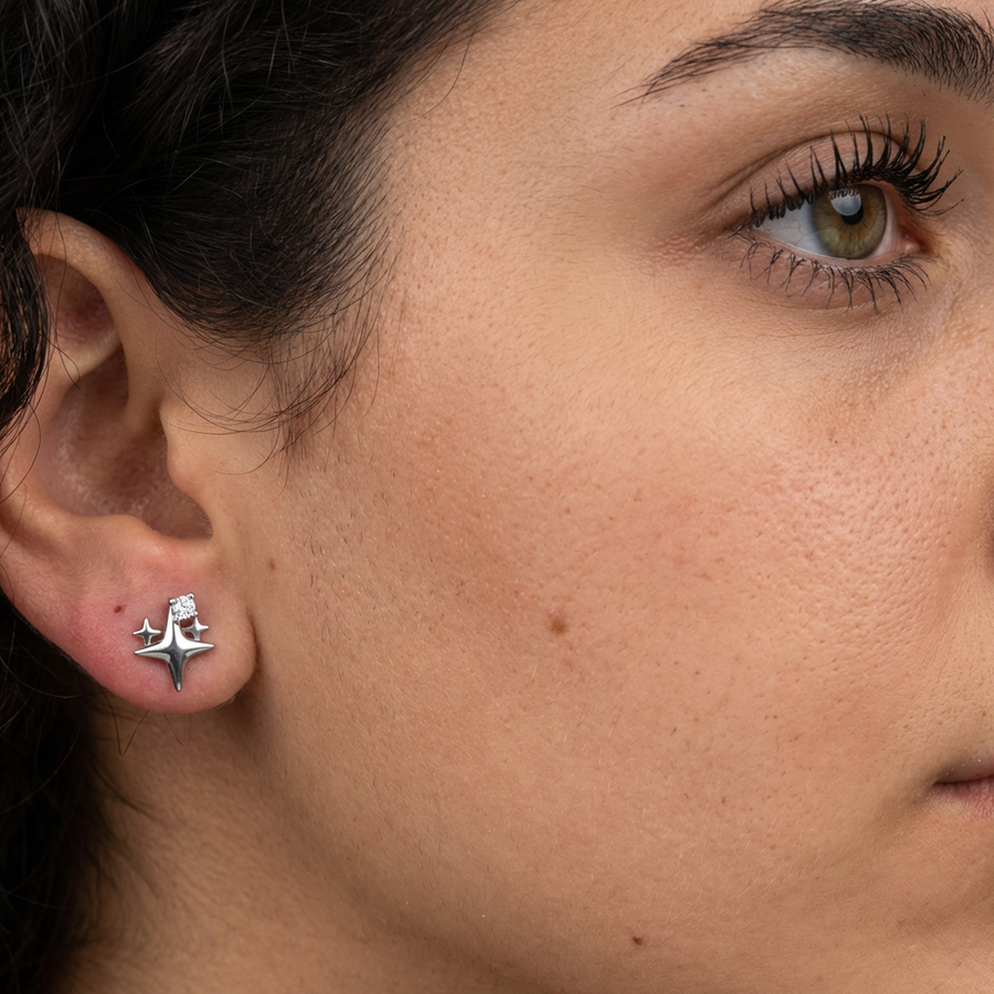 Piercing con stelline in Titanio G23- Piercing per Lobo, helix, forward helix, conch, flat, tragus
