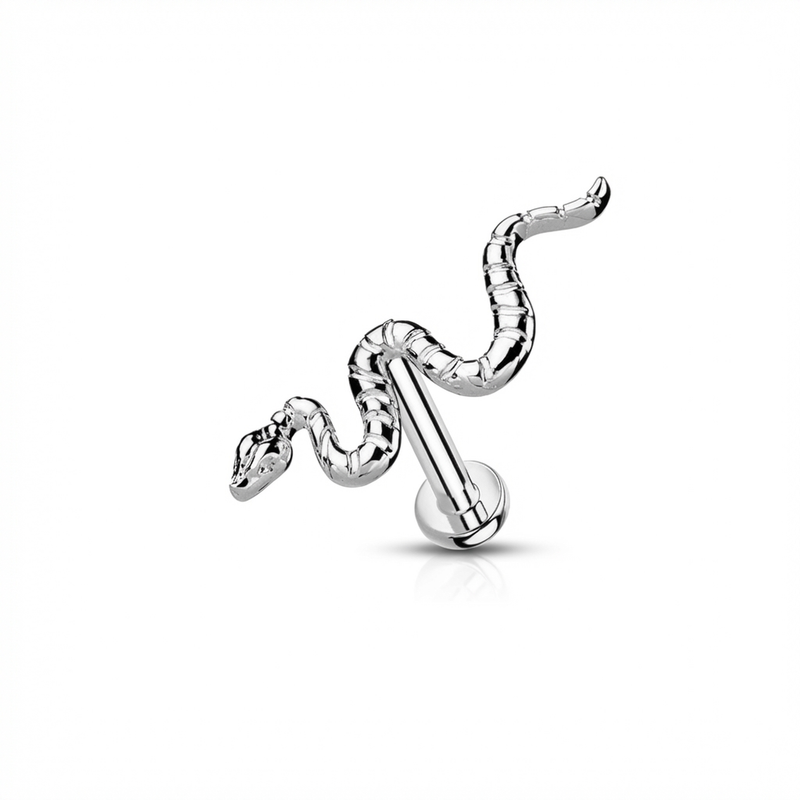 Piercing con serpente in Titanio G23- Piercing per Lobo, helix, forward helix, conch, flat, tragus