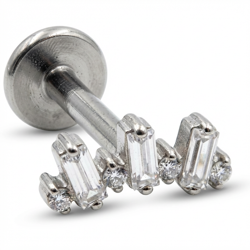 Piercing con zirconi in Titanio G23- Piercing per Lobo, helix, forward helix, conch, flat, tragus