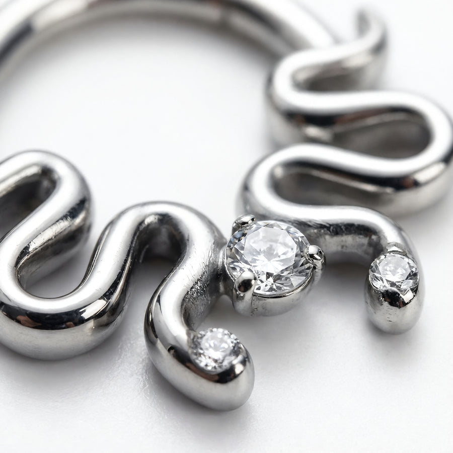 Piercing con serpentini e zircone Titanio G23 - Piercing per Lobo, helix, daith, septum