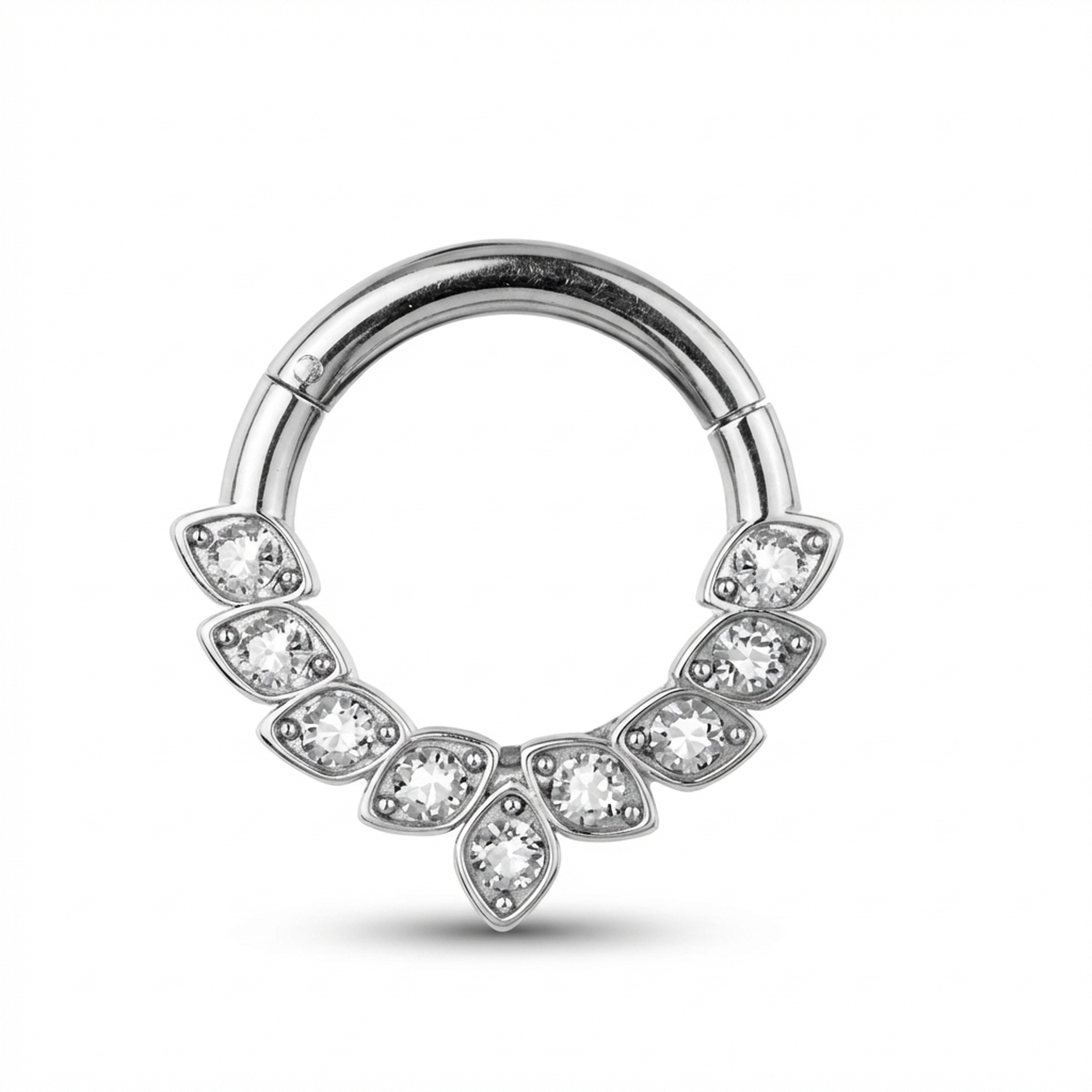 Piercing con foglie di zirconi in Titanio G23 - Piercing per Lobo, helix, daith, septum