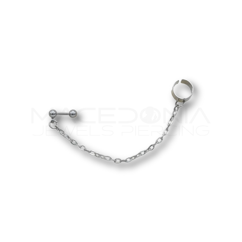 Barbell Fake con Catena e Cerchio in Acciaio Chirurgico 316L