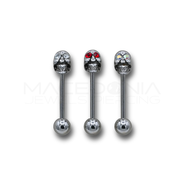 Barbell in Acciaio Chirurgico 316L con Teschio e Cristalli