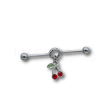 Barbell ad Anello in Acciaio Chirurgico 316L con Zircone a Forma di Ciliegia