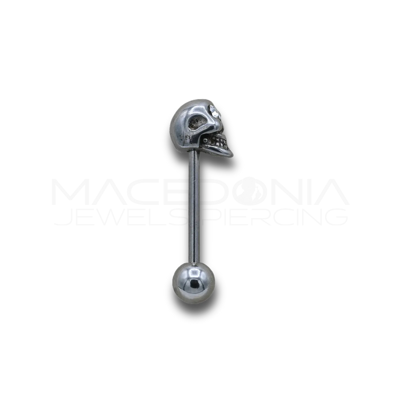 Barbell in Acciaio Chirurgico 316L con Teschio e Cristalli