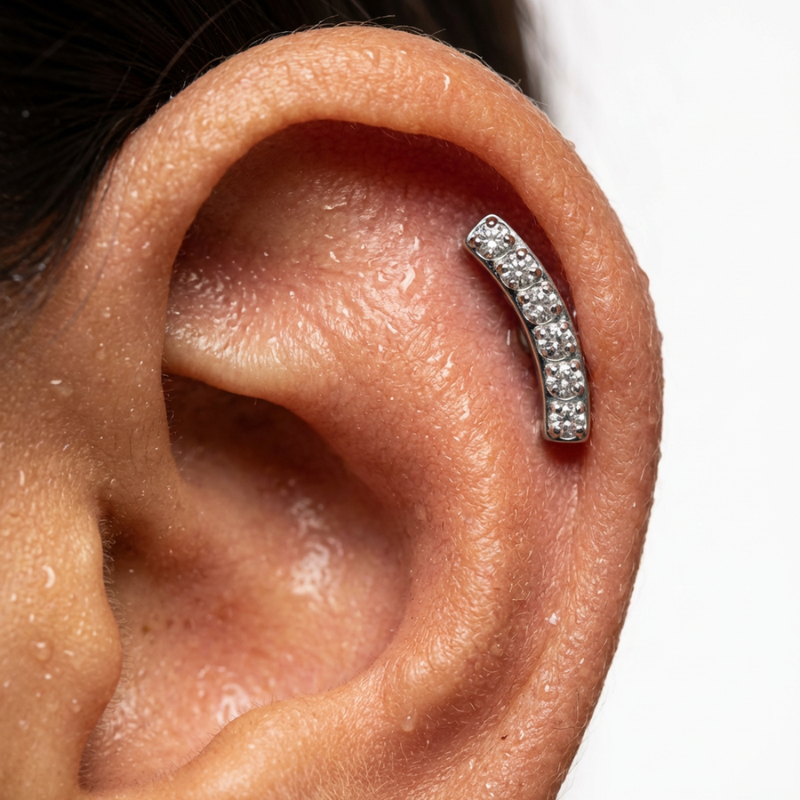 Piercing con zirconi in Titanio G23- Piercing per Lobo, helix, forward helix, conch, flat, tragus