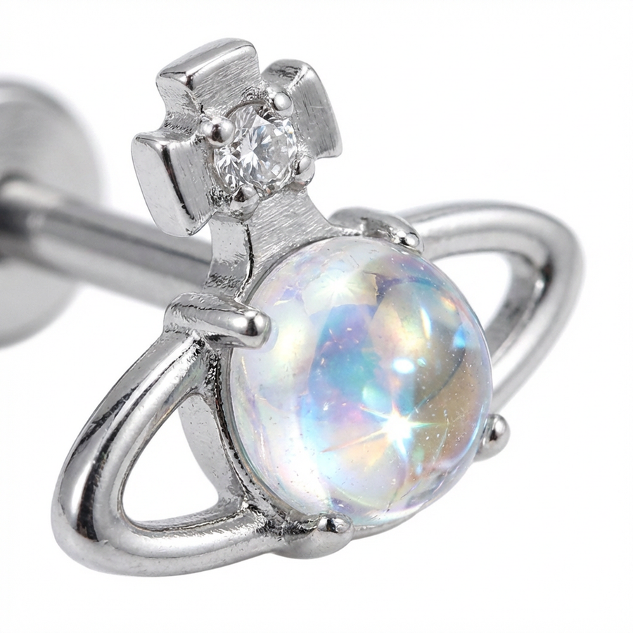 Piercing con sfera aurora boreale in Titanio G23- Piercing per Lobo, helix, forward helix, conch, flat, tragus