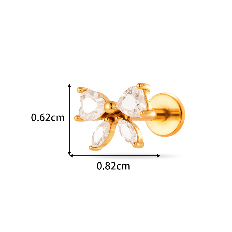 Barretta con fiocco zirconato in Acciaio Chirurgico 316L - Piercing per orecchio