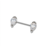 Piercing da Capezzolo in Acciaio Chirurgico 316L con Zircone e Palline
