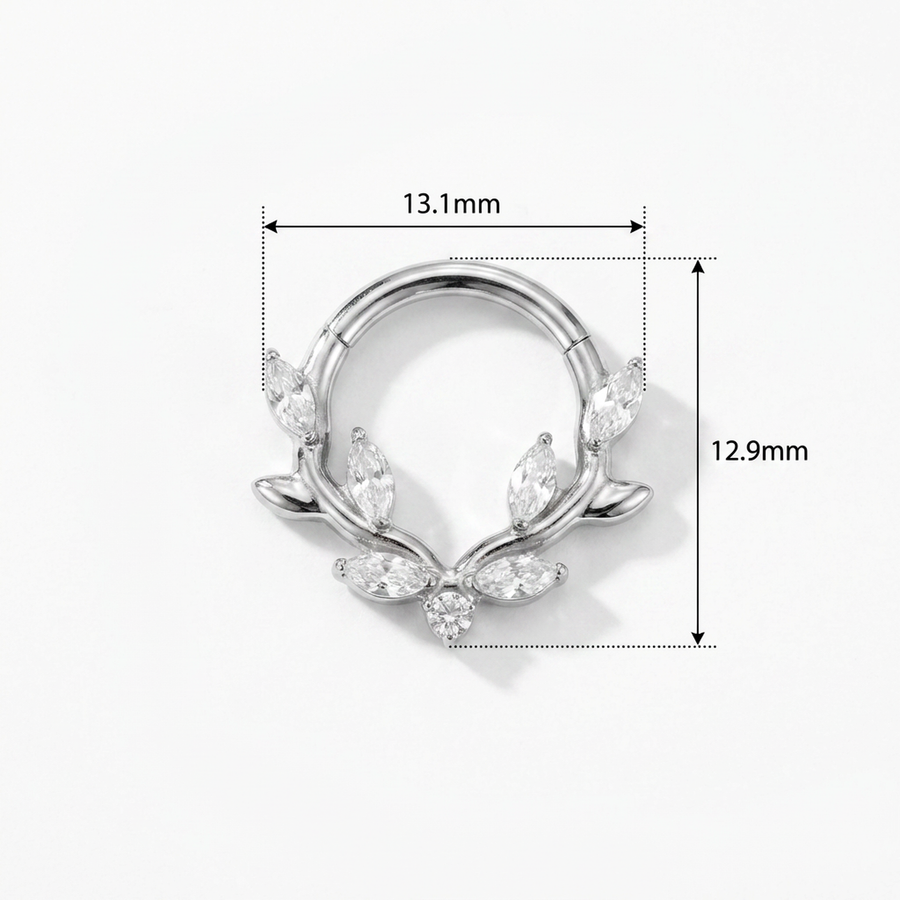Cerchietto con sette zirconi in Titanio - Piercing per orecchio / naso