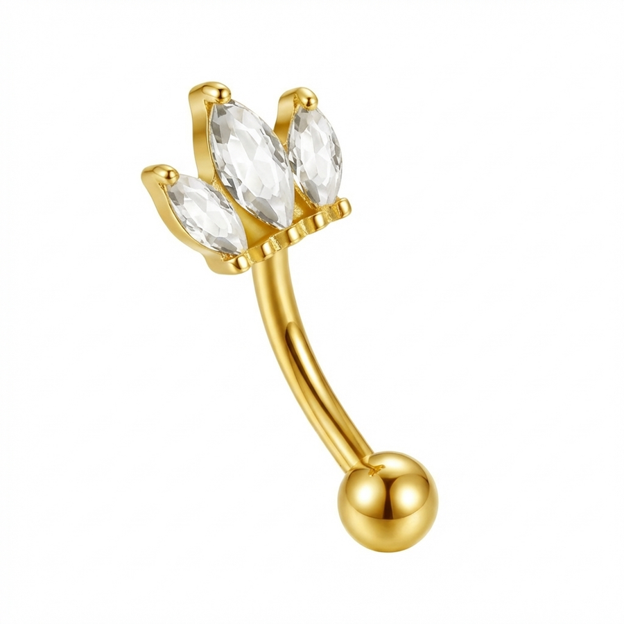 Piercing con tre zirconi in Titanio G23 - Piercing per ombelico
