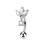 Piercing con zirconi in Titanio G23- Piercing per ombelico