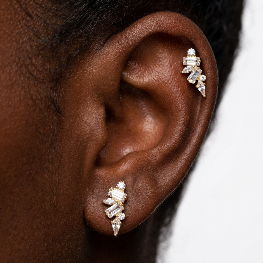 Barretta con zirconi in Titanio - Piercing per orecchio