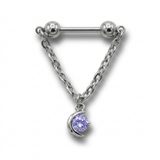 Piercing da Capezzolo in Acciaio Chirurgico 316L con Catenina e Luna Pendente