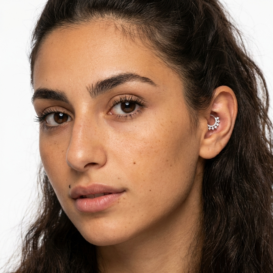 Piercing con zirconi in Titanio G23- Piercing per Lobo, helix, daith, septum