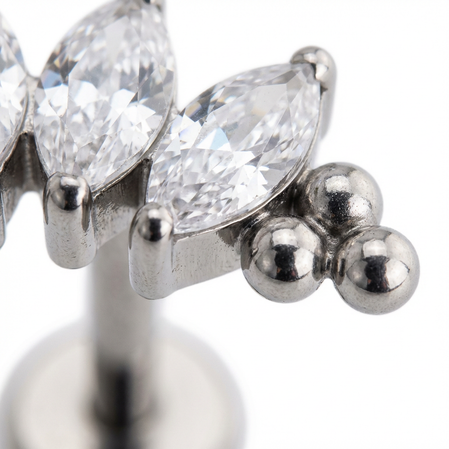 Piercing con zirconi in Titanio G23- Piercing per Lobo, helix, forward helix, conch, flat, tragus