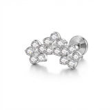 Piercing con fiori di zirconi in Titanio G23- Piercing per Lobo, helix, forward helix, conch, flat, tragus