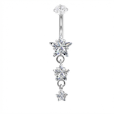Piercing con stelle di zirconi in Titanio G23- Piercing per ombelico