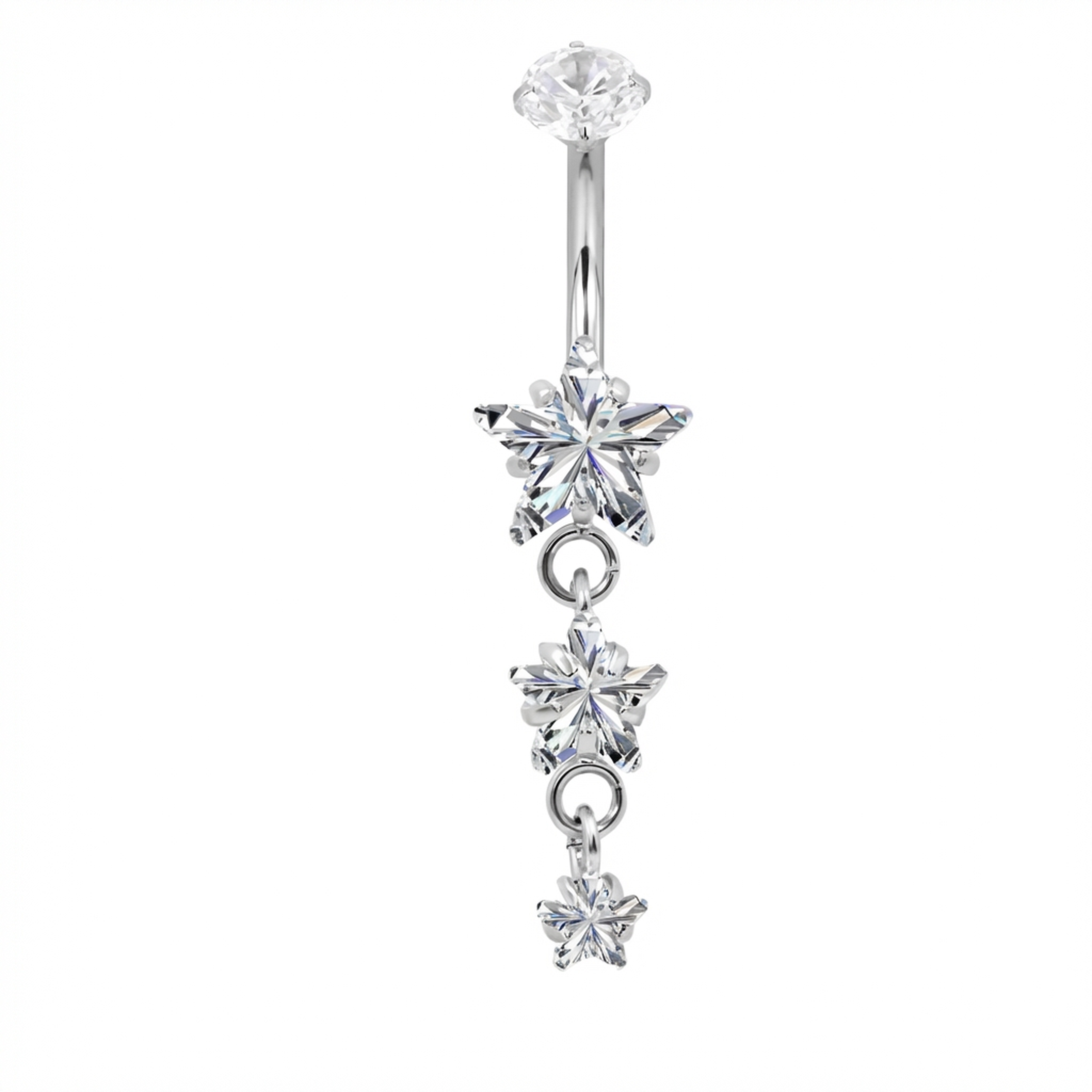 Piercing con stelle di zirconi in Titanio G23- Piercing per ombelico