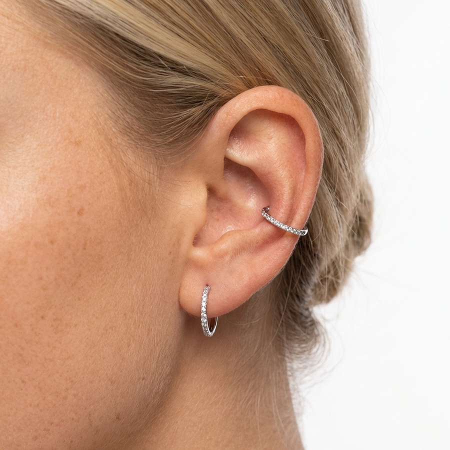 Cerchietto con zirconi in Titanio G23 - Piercing per lobo, helix, forward helix, conch, tragus, anitragus, rook, minimal, labret