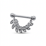 Piercing da Capezzolo in Acciaio Chirurgico 316L con Ciondolo a Forma di Corona di Alloro