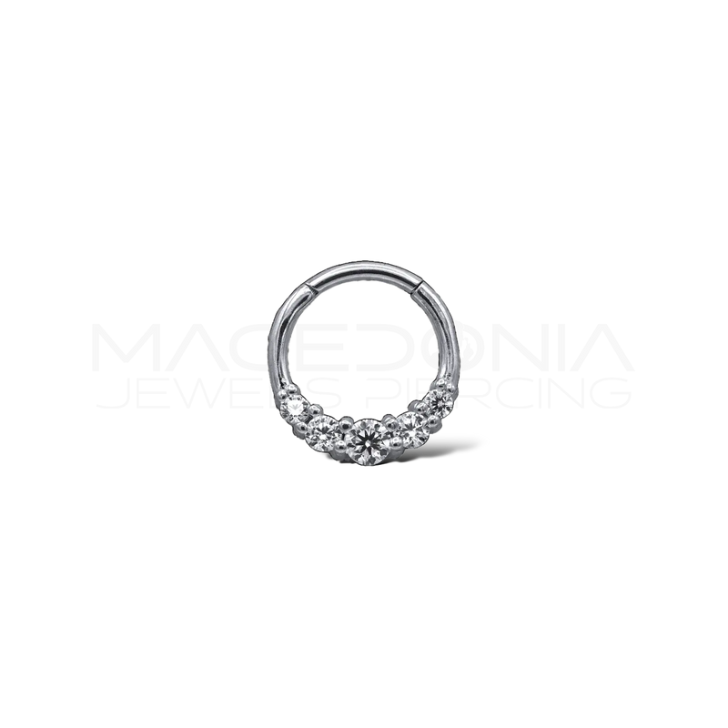 Piercing clicker in acciaio chirurgico 316L con zirconi incastonati