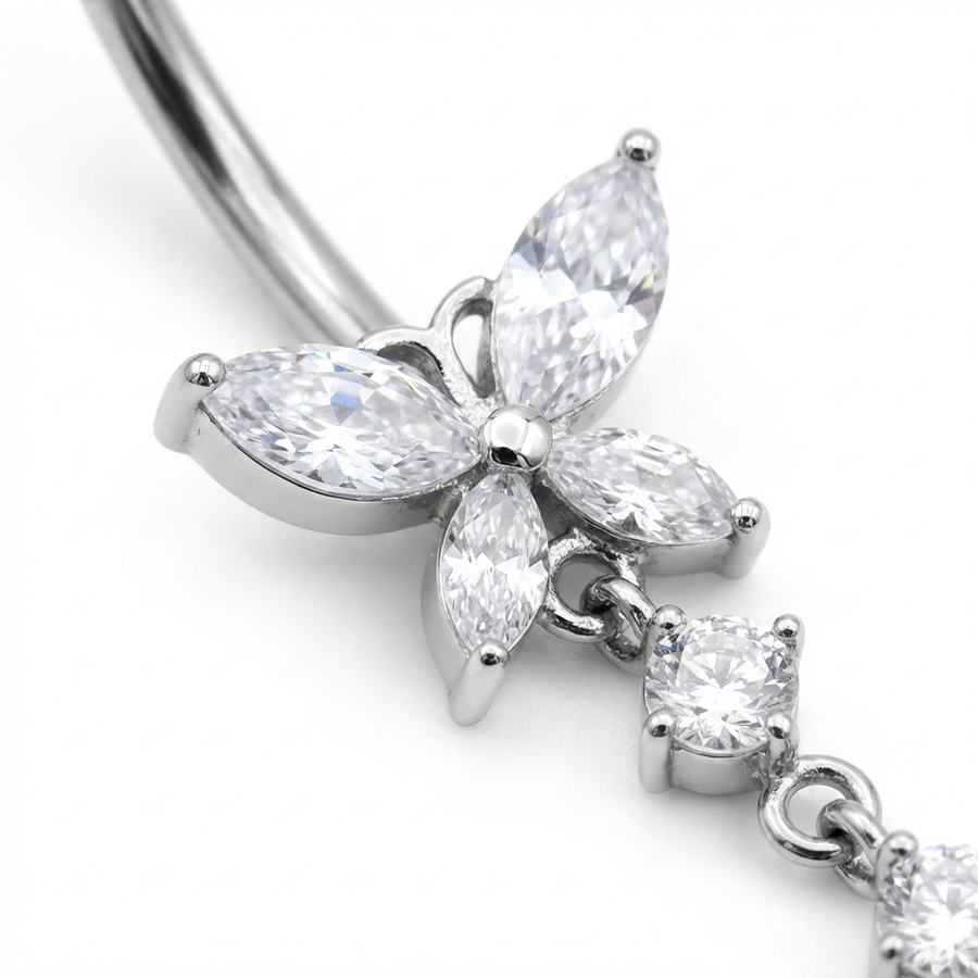 Piercing con zirconi in Titanio G23 - Piercing per ombelico