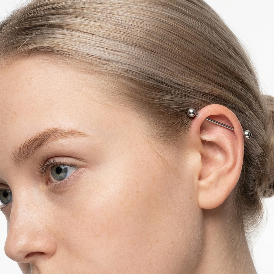 Barretta con palline in Titanio F136 - Piercing per orecchio