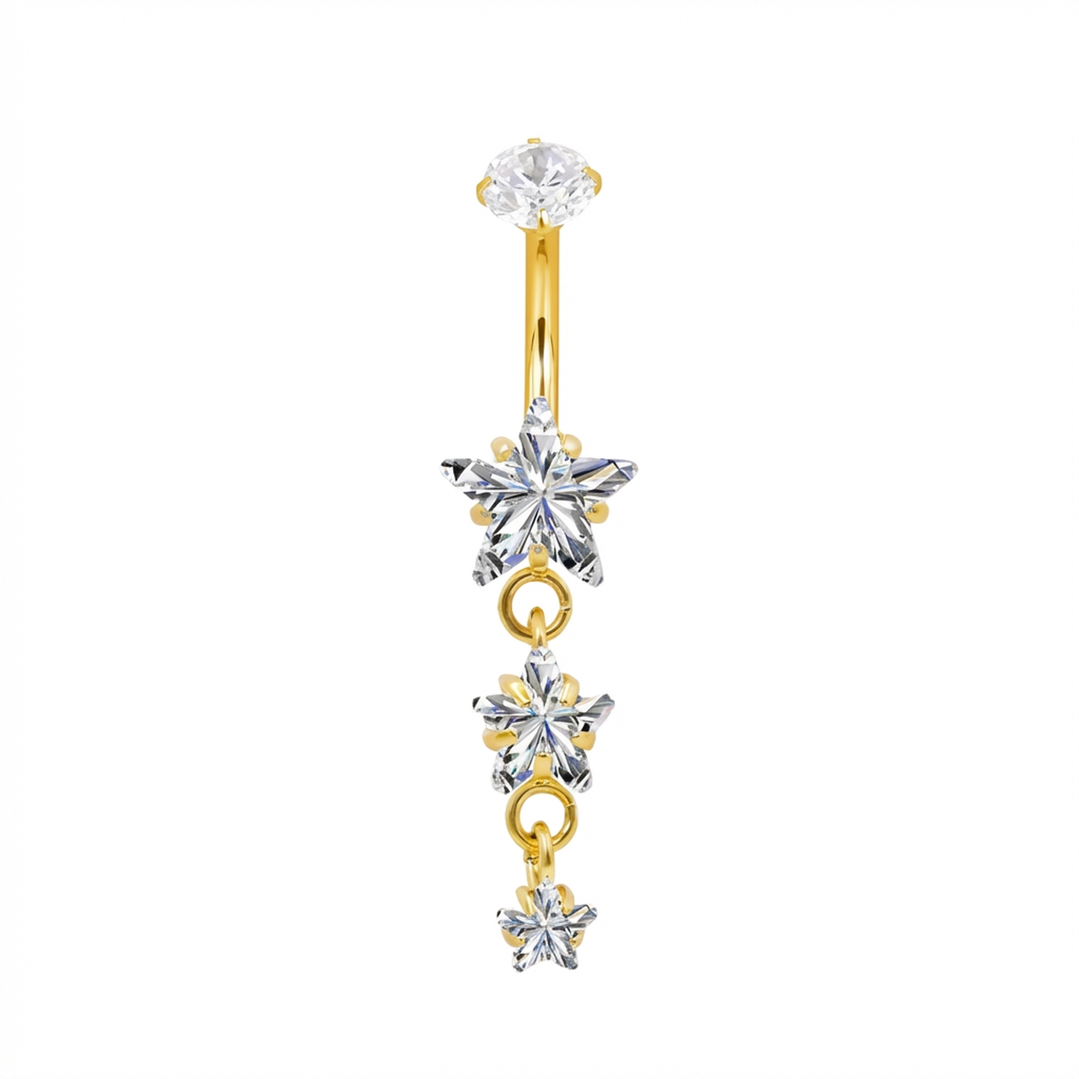 Piercing con stelle di zirconi in Titanio G23- Piercing per ombelico