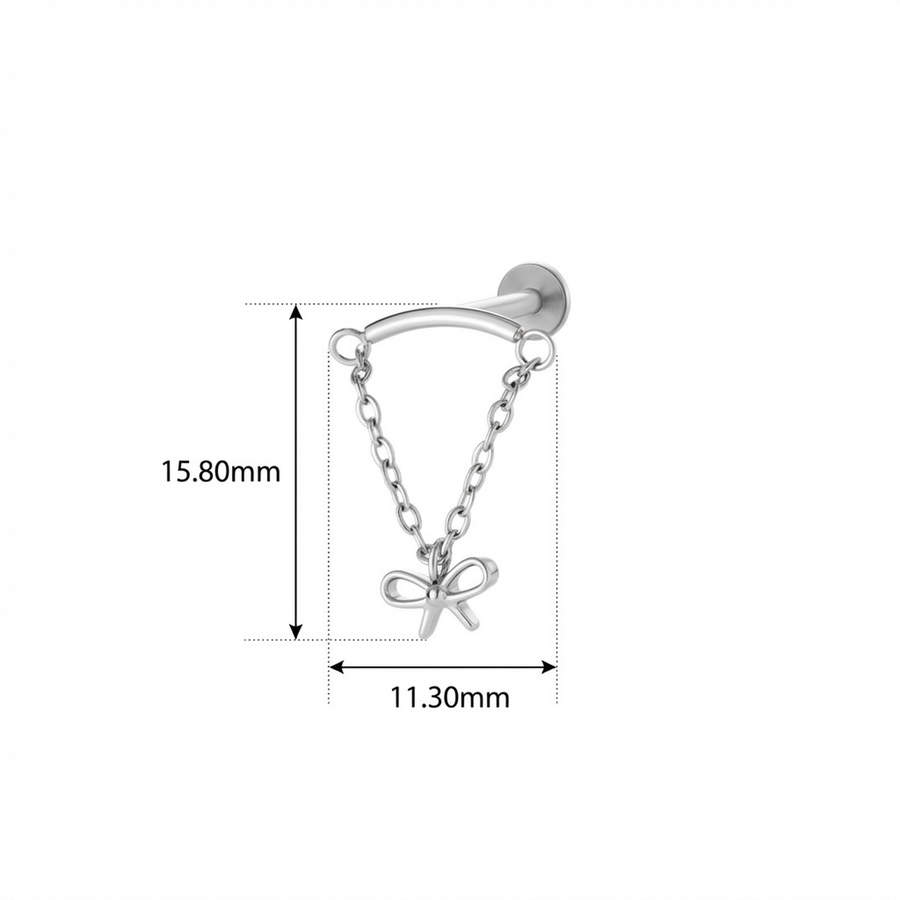 Barretta con fiocco pendente in Titanio - Piercing per orecchio