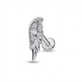 Piercing con ala di zirconi in Titanio G23- Piercing per Lobo, helix, forward helix, conch, flat, tragus