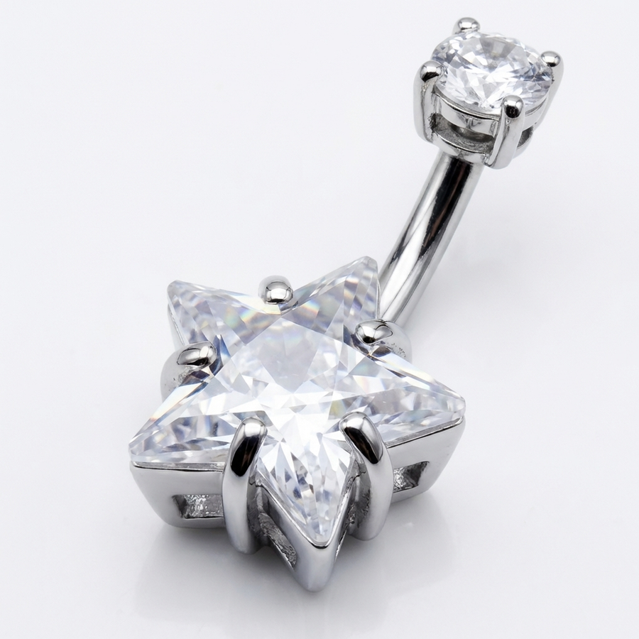 Piercing con zircone a stella in Titanio G23 - Piercing per ombelico