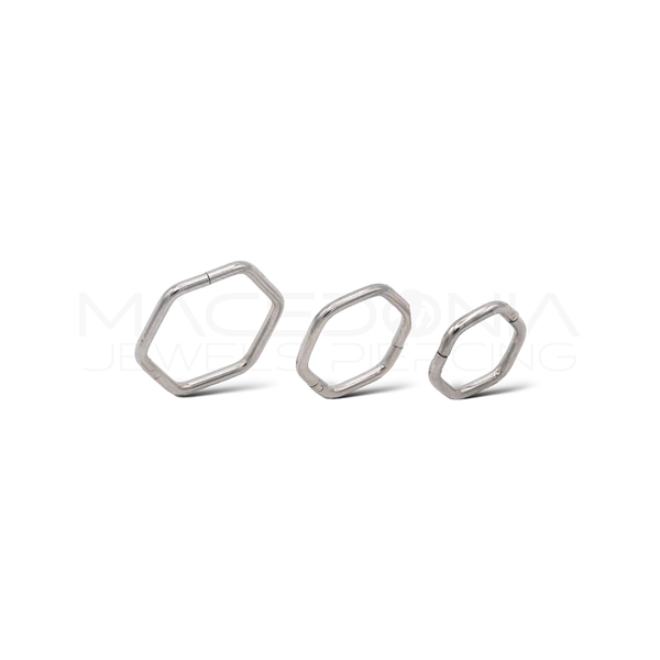 Piercing Clicker a Forma di Esagono in Acciaio Chirurgico 316L