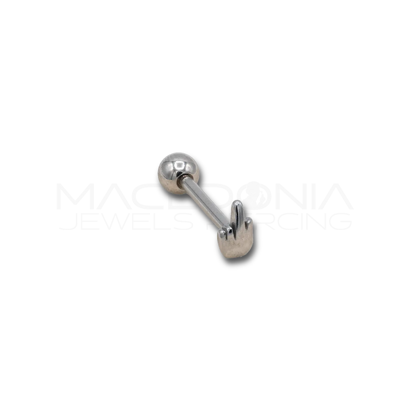 Barbell Industrial in Acciaio Chirurgico 316L con Pallina e Mano con Dito Medio