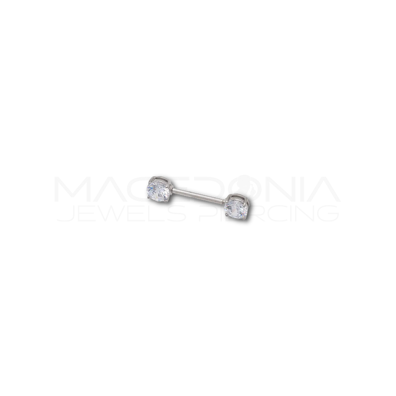 Piercing da Capezzolo in Acciaio Chirurgico 316L con Zirconi