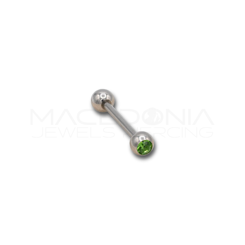 Barbell in acciaio chirurgico 316L con palline e zircone incastonato