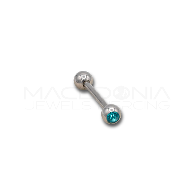 Barbell in acciaio chirurgico 316L con palline e zircone incastonato