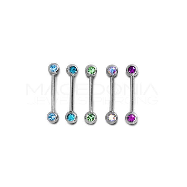 Barbell in Acciaio Chirurgico 316L con Zirconi in Colorazione Argento