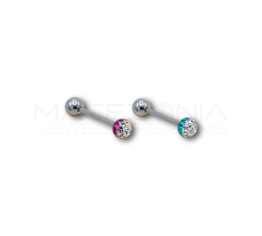 Barbell in acciaio chirurgico 316L con palline glitterate