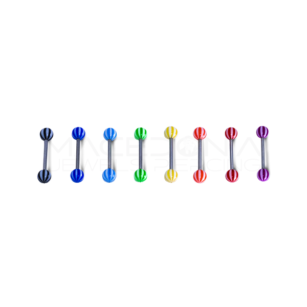 Barbell in Acciaio Chirurgico 316L con Palline a Strisce