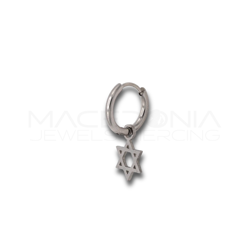 Orecchino Cerchio con Stella di David in Argento 925
