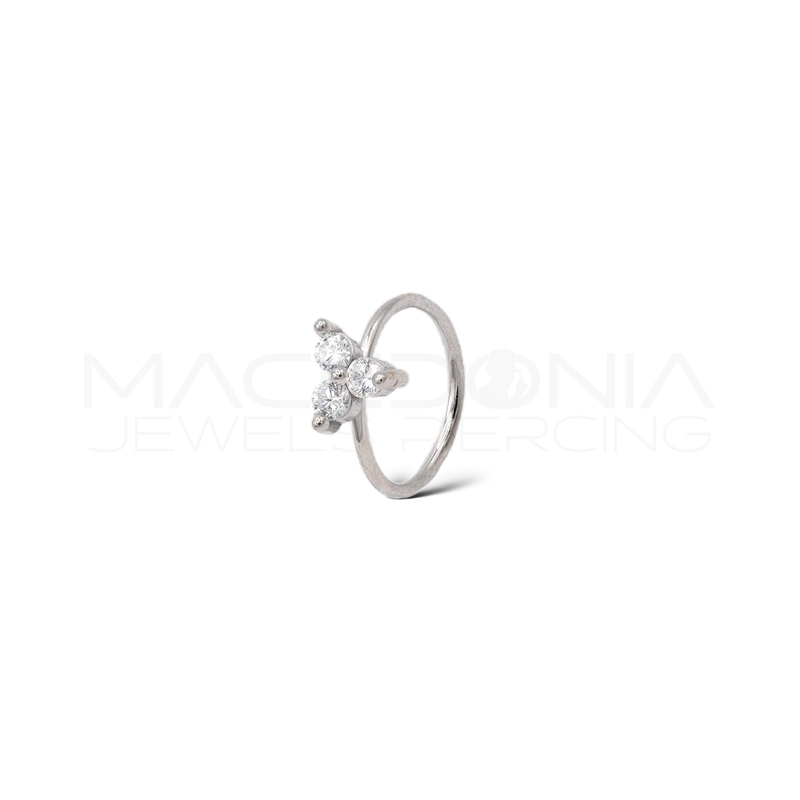 PIERCING A CERCHIO CON TRIFOGLIO CON ZIRCONI