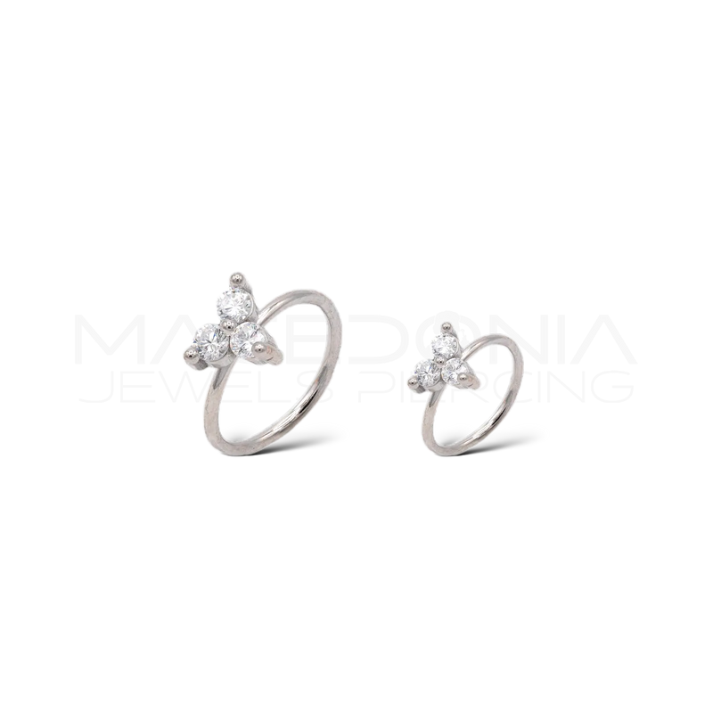 PIERCING A CERCHIO CON TRIFOGLIO CON ZIRCONI