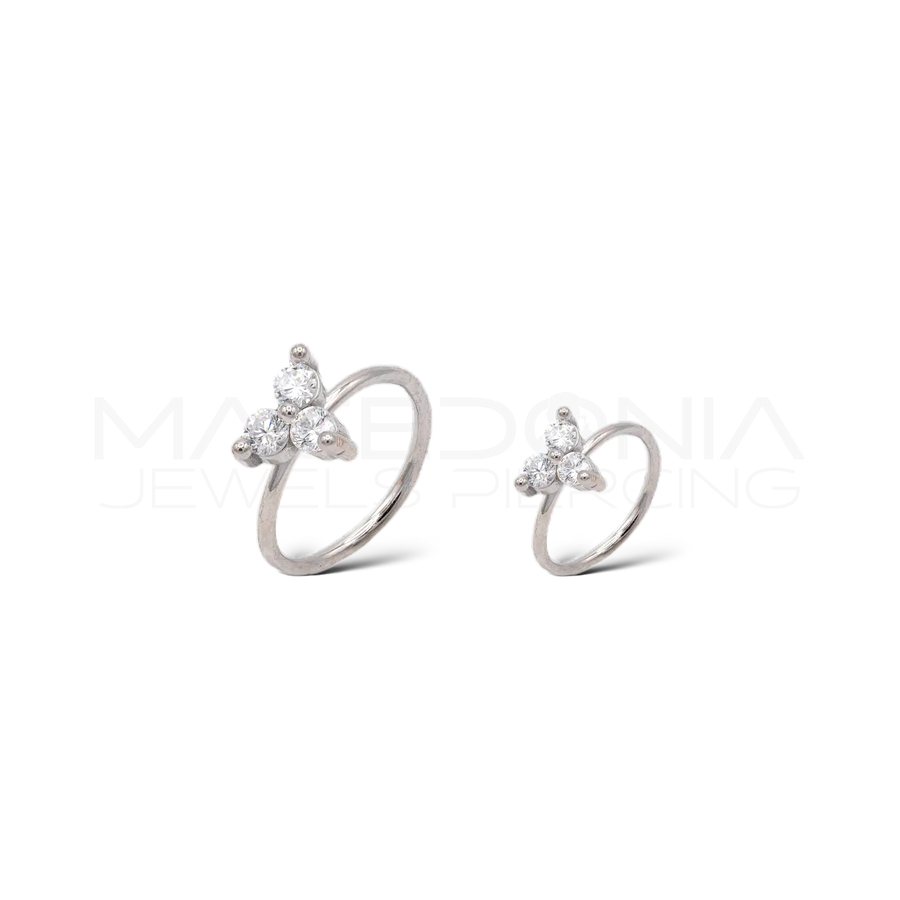 PIERCING A CERCHIO CON TRIFOGLIO CON ZIRCONI