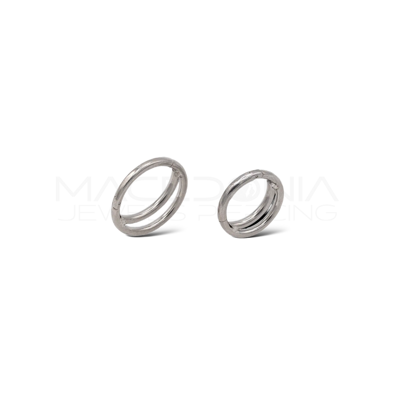Piercing clicker in acciaio chirurgico 316L con doppia fascia a mezzaluna