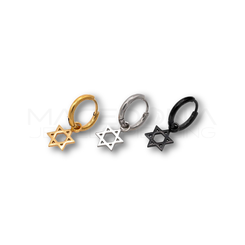 Orecchino Cerchio con Stella di David in Argento 925