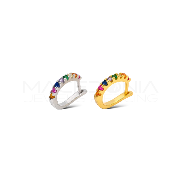 Orecchino Clicker in Argento 925 con Zirconi Colorati